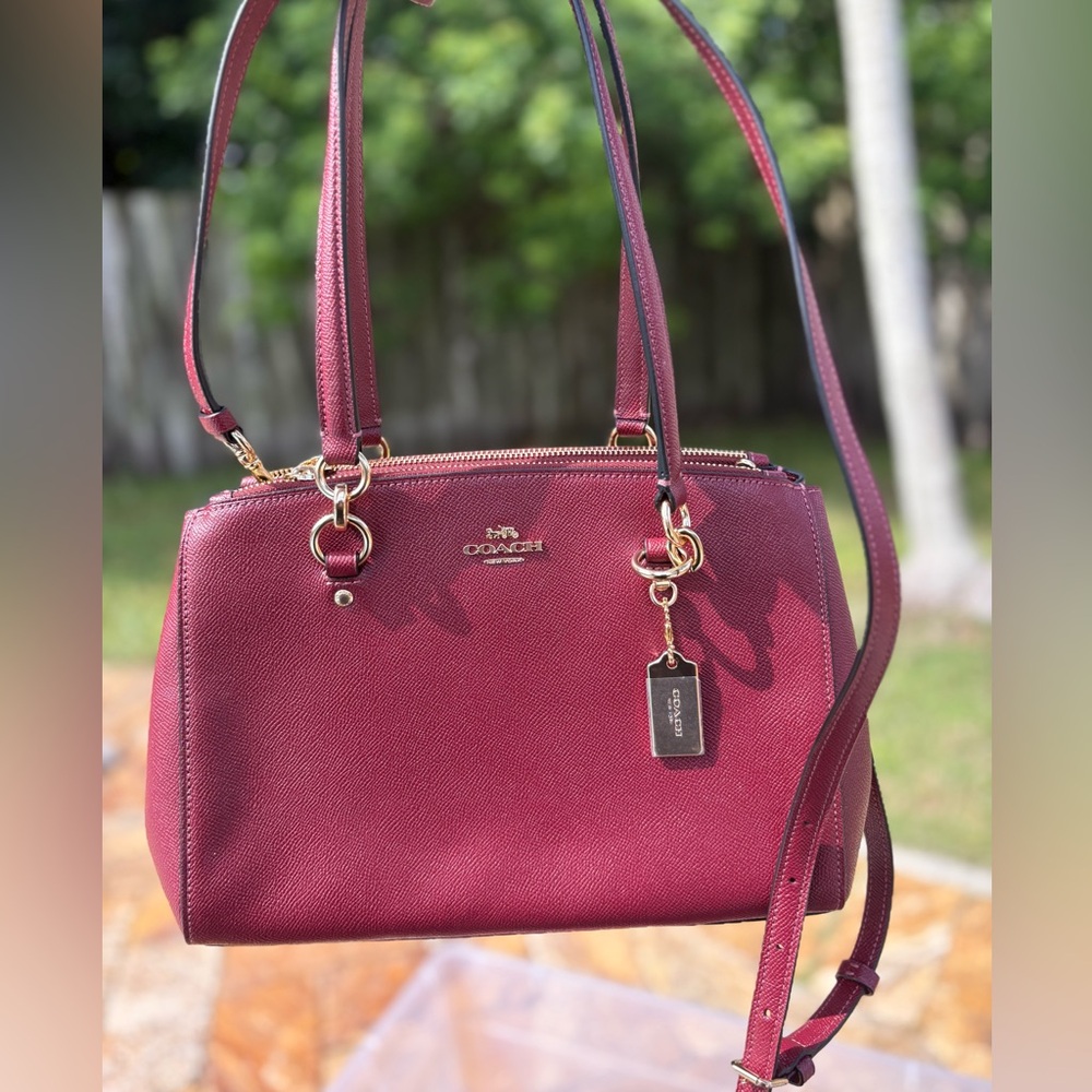 Coach Etta Burgundy Carryall Crossgrain leather satchel Crossbody Shoulder Bag
